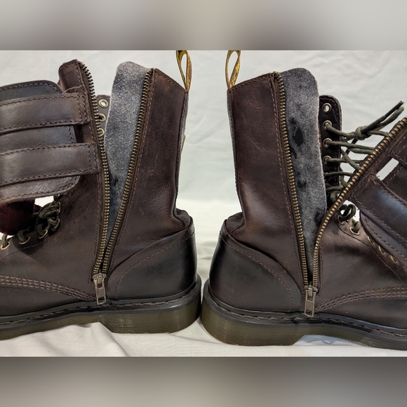 Dr. Martens Brock Lace Up Double Buckle Zip Utility Combat Unisex Boots 9M/10L - Picture 10 of 16